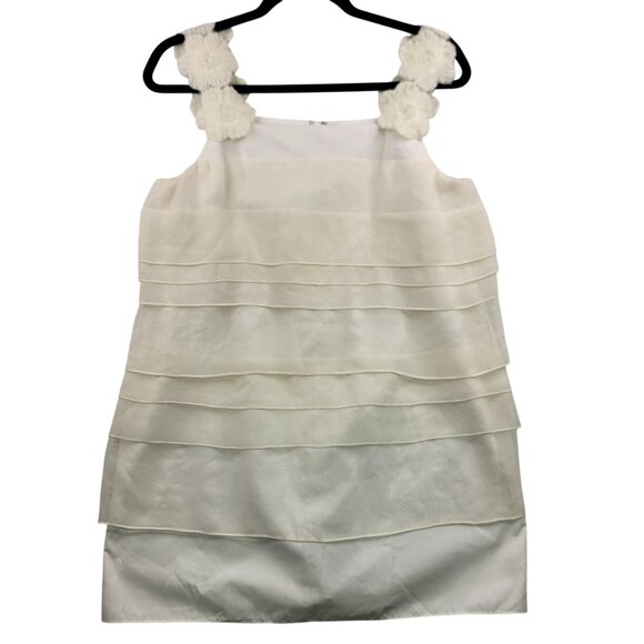 Charles Chang-Lima Silk Ivory Sleeveless Tiered Dress Floral Straps Size 4 USA - Picture 1 of 9